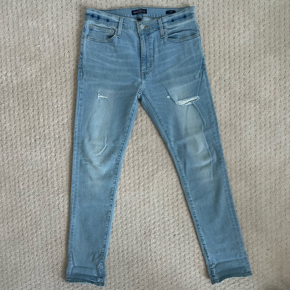 J Crew Men's Light Blue Distressed Skinny Jeans 31/32